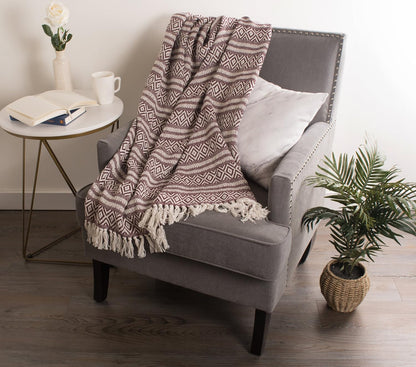 DII Global Diamond Stripe Woven Throw, 50x60-Inch, Mineral