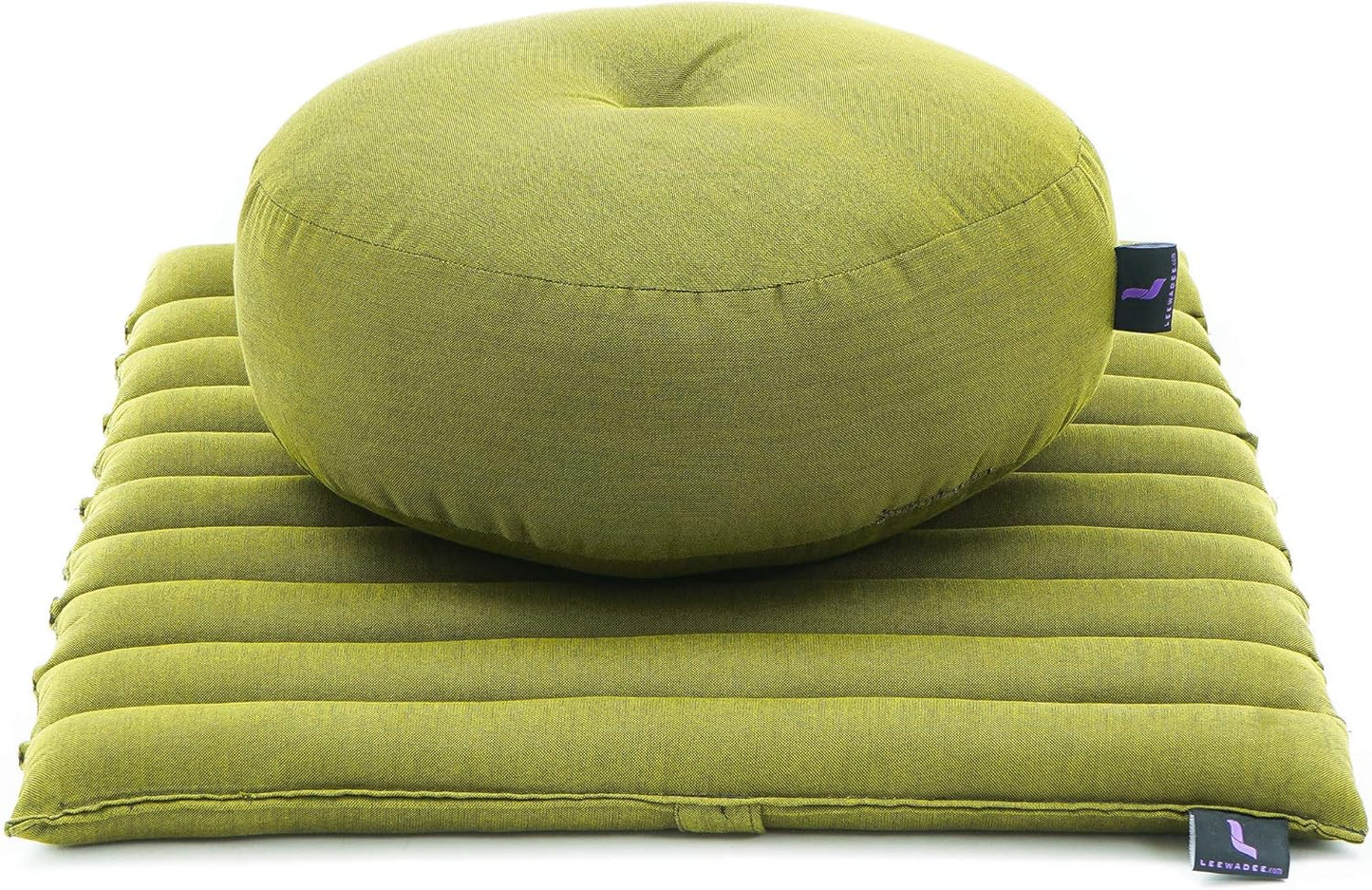 Leewadee Meditation Cushion Set – 1 Small Zafu Yoga Pillow and 1 Small Roll-Up Zabuton Mat Filled with Kapok