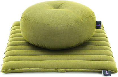 Leewadee Meditation Cushion Set – 1 Small Zafu Yoga Pillow and 1 Small Roll-Up Zabuton Mat Filled with Kapok