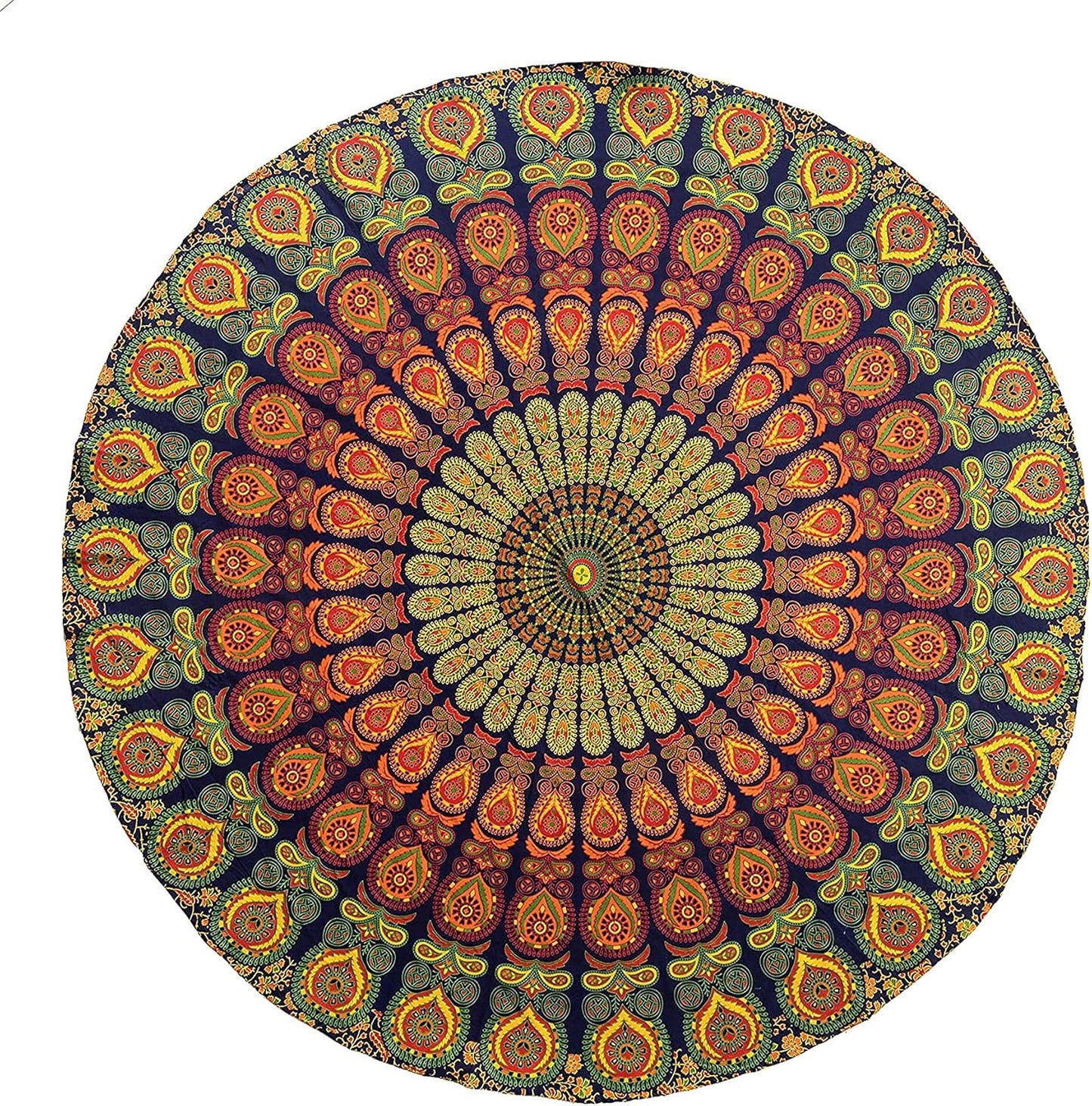 raajsee Purple Round Beach Tapestry Hippie/Boho Beach Blanket Mandala/Indian Cotton Throw - Round Tablecloth/Home Decor/Indie Rug Yoga Mat Meditation Picnic Rugs 127 CM / 50 INCHE Circle