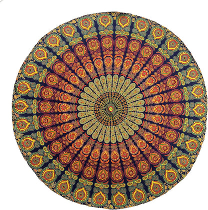 raajsee Purple Round Beach Tapestry Hippie/Boho Beach Blanket Mandala/Indian Cotton Throw - Round Tablecloth/Home Decor/Indie Rug Yoga Mat Meditation Picnic Rugs 127 CM / 50 INCHE Circle
