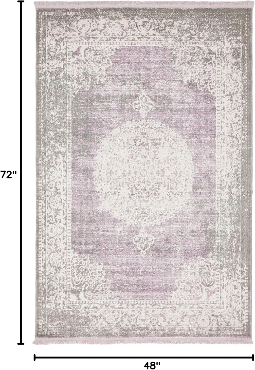 Unique Loom New Classical Collection Area Rug - Olwen (4'Round, Purple/ Gray)