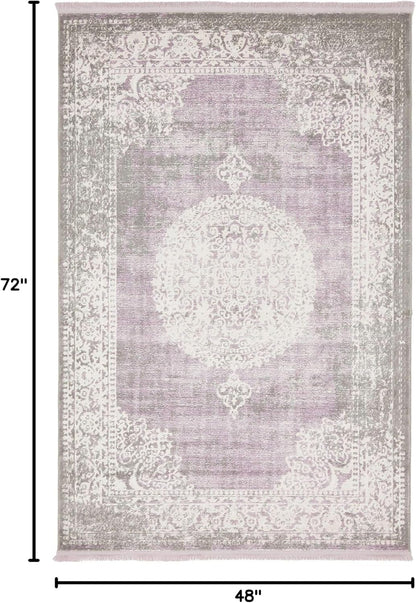 Unique Loom New Classical Collection Area Rug - Olwen (4'Round, Purple/ Gray)