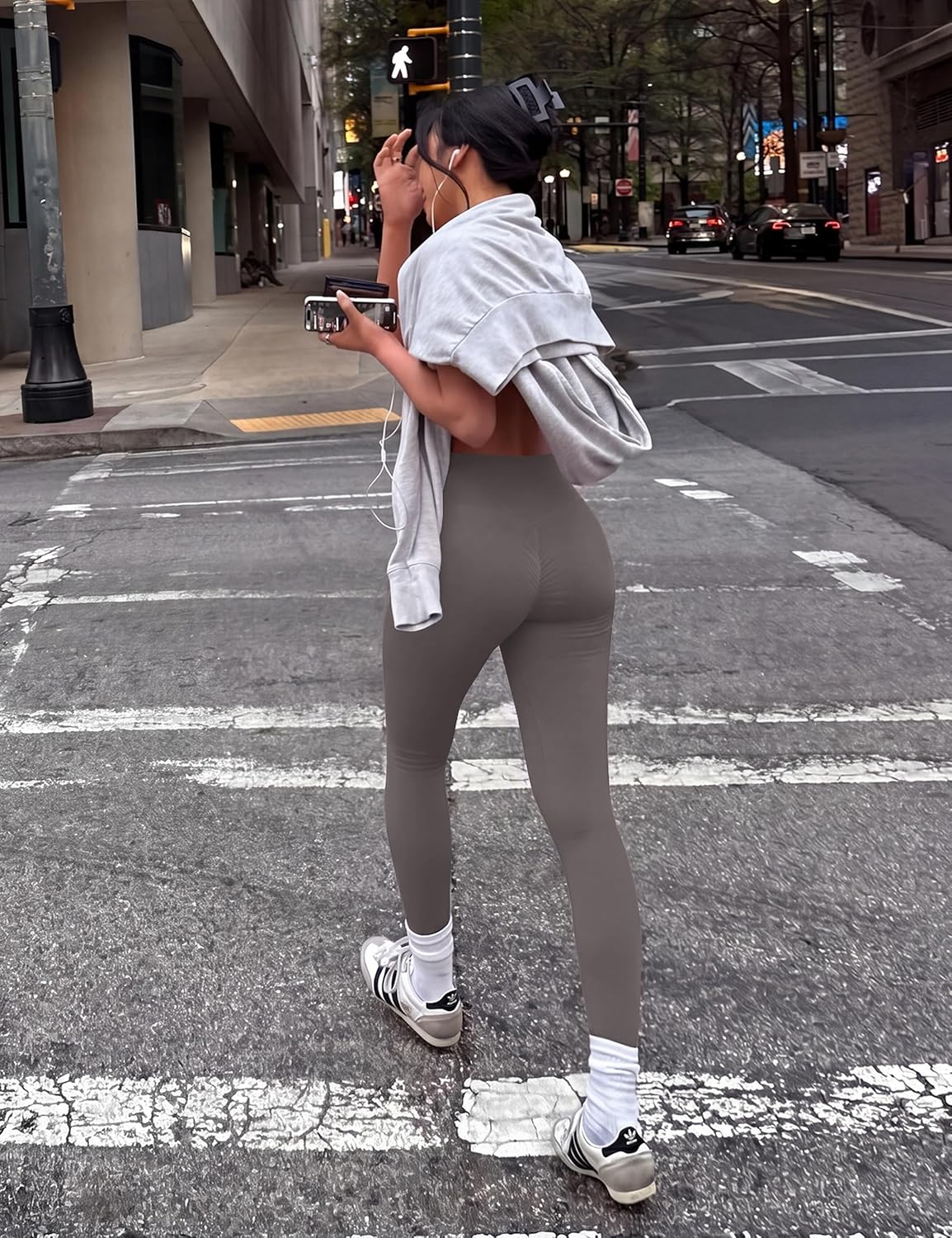 YZMJAFU Yoga Leggings for Women, Women's Butt Lifting Workout Leggings, Tummy Control Ruched Athletic Pants