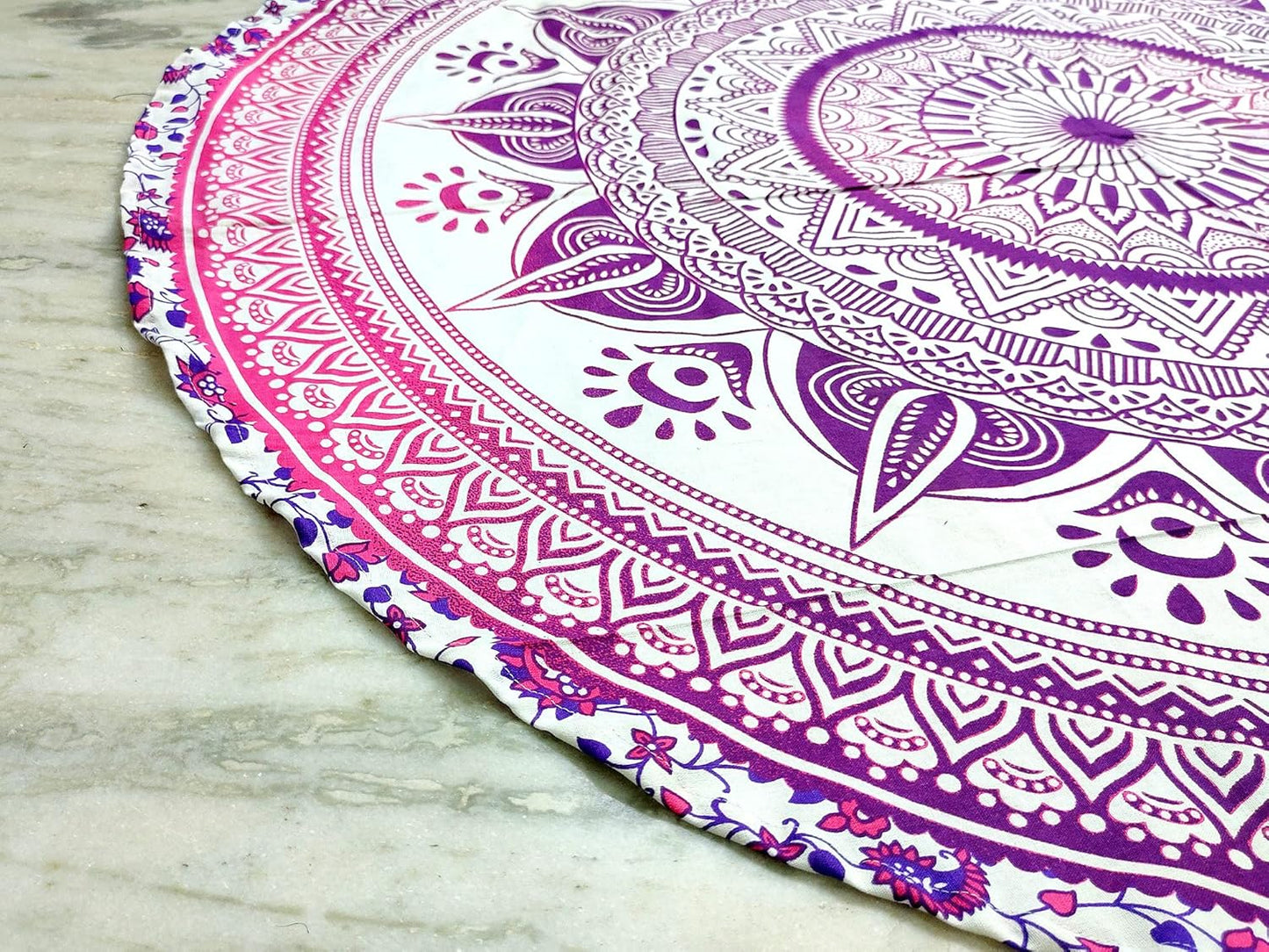 Mandala Round Beach Tapestry Boho Hippie Blanket Bohemian Large Table Cloth Home Decor Yoga Mat Meditation Picnic Rug Throw Hippy Gypsy Tablecloth Roundie (42 Inches, Orange And Blue)