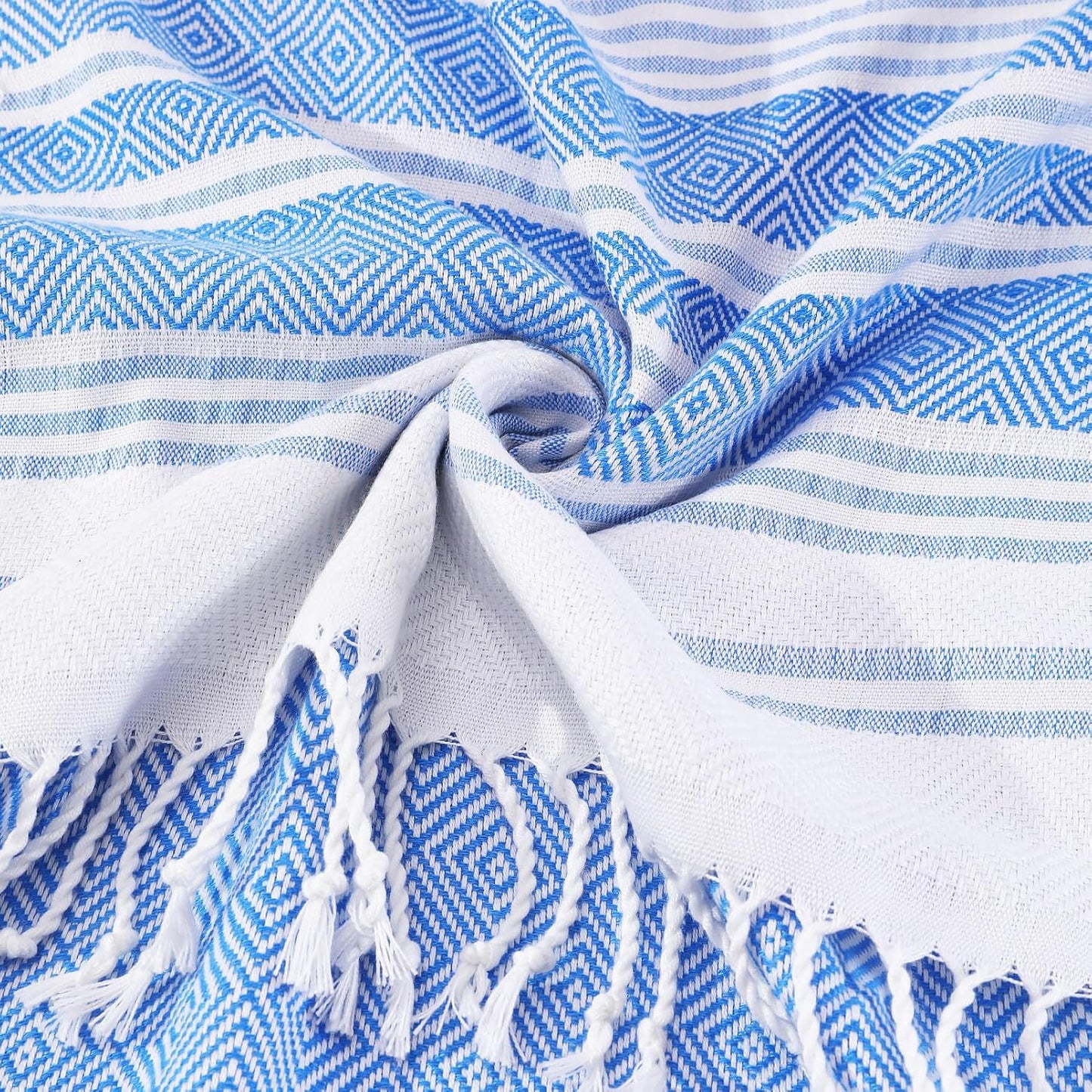 Genovega Oversized Turkish Beach Towels 74"x38" Thin Quick Dry Sand Free Pool Swim Bathing Towel Extra Large Blanket Adult Travel Essentials Cruise Accessories Must Haves Summer Light Blue Stuff