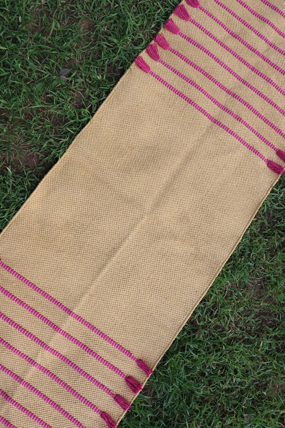 Cotton Organic Yoga Mat - Eco-Friendly Hand-Woven Rug - Handloom Foldable Yoga Mat for Everyday Fitness Maditation Rug - (24”x72”)