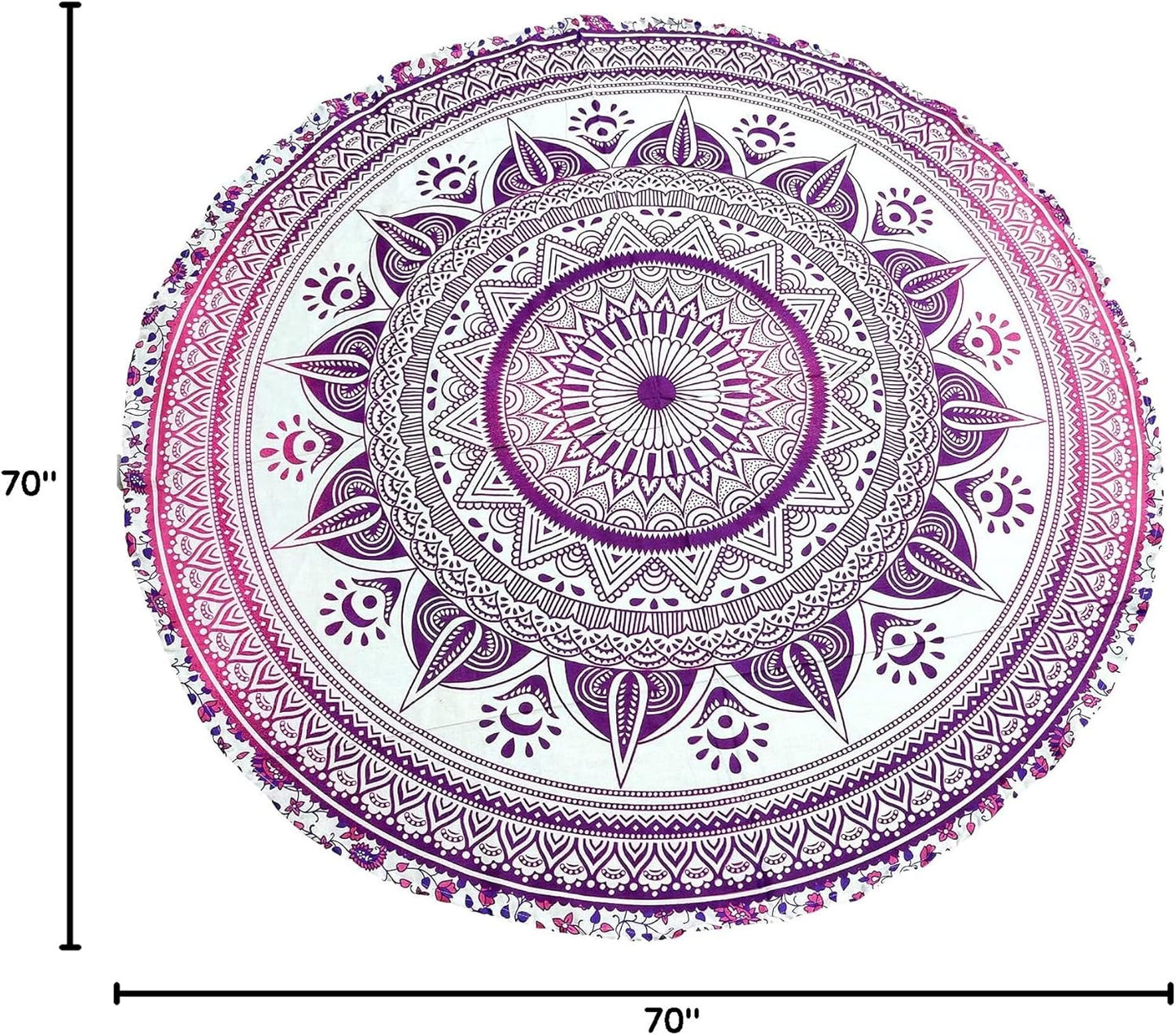 Mandala Round Beach Tapestry Boho Hippie Blanket Bohemian Large Table Cloth Home Decor Yoga Mat Meditation Picnic Rug Throw Hippy Gypsy Tablecloth Roundie (42 Inches, Orange And Blue)
