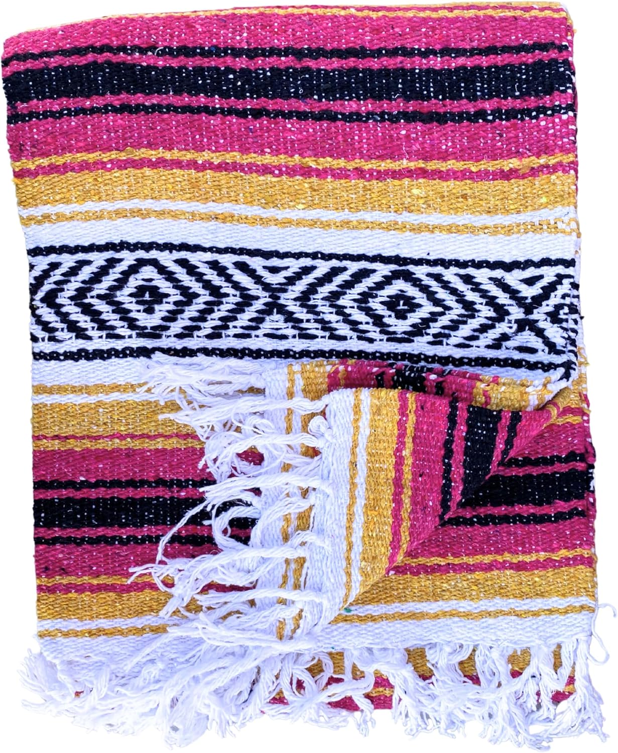Del Mex Classic Mexican Blanket, Large Authentic Woven Falsa Throw (70"x50"), Artisan Southwest Décor for Beach, Yoga, Outdoors (Lavender)