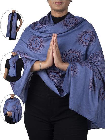 Yoga Scarf Meditation Shawl Large Wrap Hindu Prayer Stole OM print