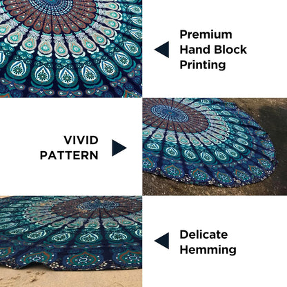 raajsee Purple Round Beach Tapestry Hippie/Boho Beach Blanket Mandala/Indian Cotton Throw - Round Tablecloth/Home Decor/Indie Rug Yoga Mat Meditation Picnic Rugs 127 CM / 50 INCHE Circle