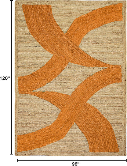 Premium Quality Jute Rug 4x6 Feet Area Rug Natural Fiber Jute Rugs Thick 0.27" Black Abstract Pattern Geometric Rugs for Kids Room, Living Room, Yoga Mat, Indoor Outdoor Carpet - Colors A