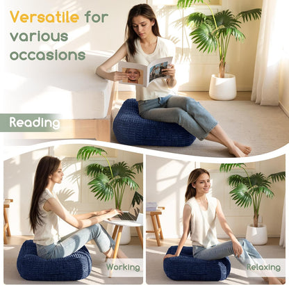 HIGOGOGO Floor Pillow Cushion for Adults, Meditation Cushion Pillow, Blended Corduroy Cover, Large Square Floor Sitting for Tatami Living Room or Yoga, 22x22 Inch, Beige