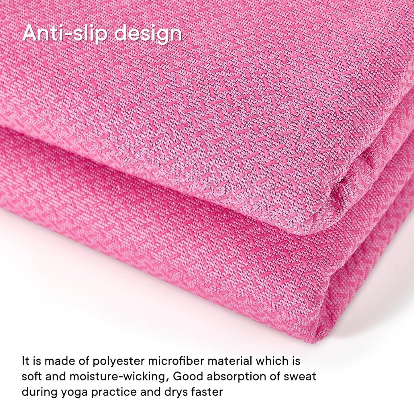 Hot Yoga Towel with Grip Dot, Non Slip Sweat Absorbent Microfiber Yoga Mat Towels for Hot Yoga, Pilates, Fitness and Workout 72inch x 24inch