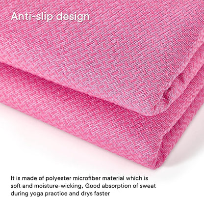 Hot Yoga Towel with Grip Dot, Non Slip Sweat Absorbent Microfiber Yoga Mat Towels for Hot Yoga, Pilates, Fitness and Workout 72inch x 24inch