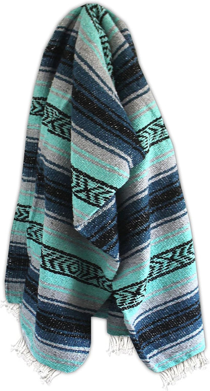 Del Mex Classic Mexican Blanket, Large Authentic Woven Falsa Throw (70"x50"), Artisan Southwest Décor for Beach, Yoga, Outdoors (Lavender)