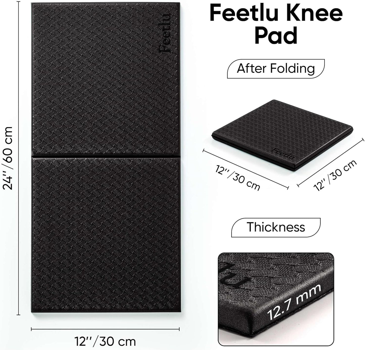 Yoga Knee Pad Cushion Exercise Knee Pad Folding, 1/2" Thick 24"x12" Eliminate Pain During Yoga or Exercise Workout– Extra Thick Padding& Support for Yoga Pilates, Fitness Exercise