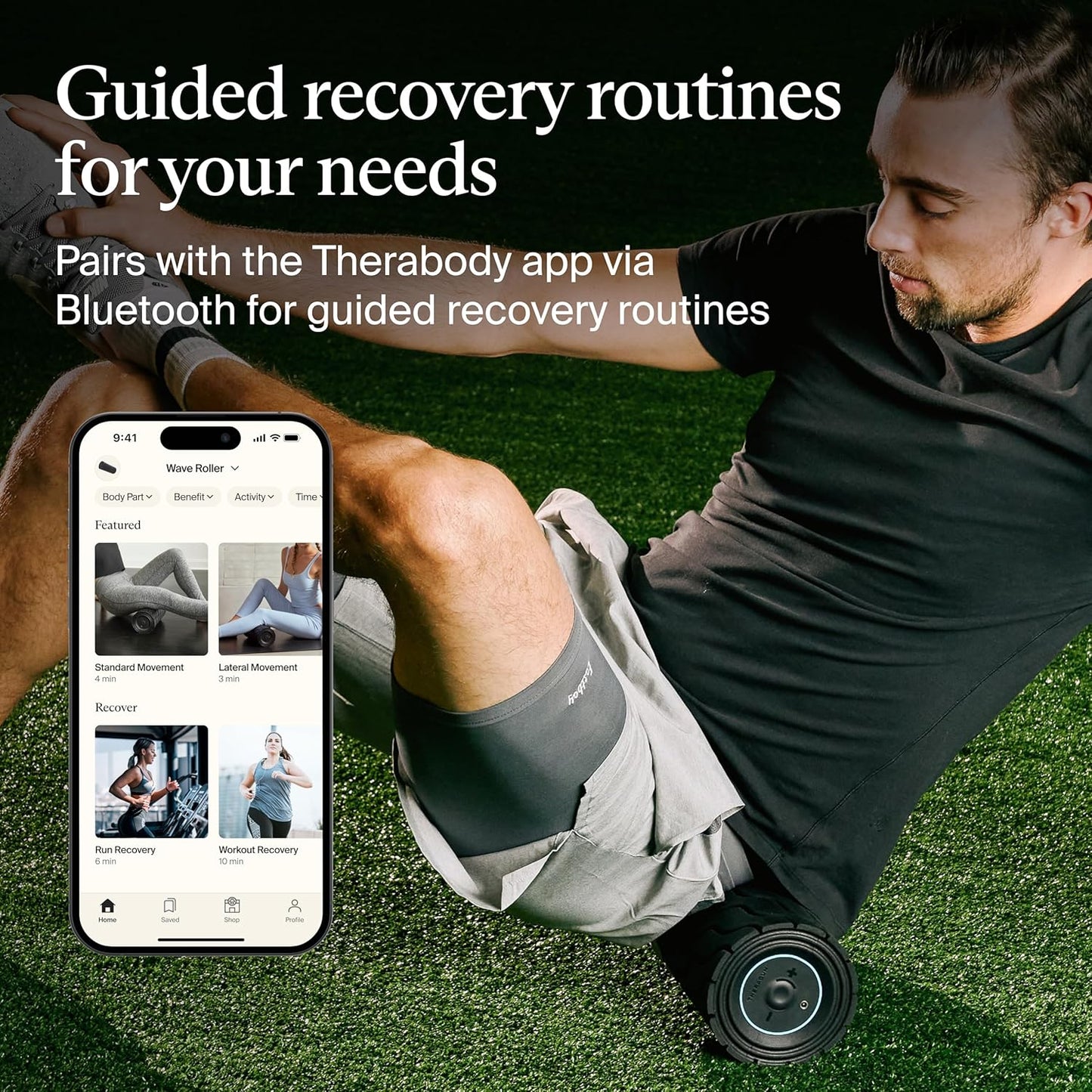TheraGun Therabody WaveRoller - High Density Foam Roller for Body and Large Muscles. Bluetooth Enabled with 5 Customizable Vibration Frequencies in Therabody App