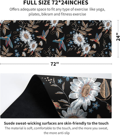 nuveti Printed Travel Yoga Mat-1/16 Inch Thick Non Slip Fitness Workout Mat with Carrying Bag, Foldable Lightweight Suede & Natural Rubber Yoga Mat for Yoga Pilates and Fitness 72" L x 24" W x 1.5mm