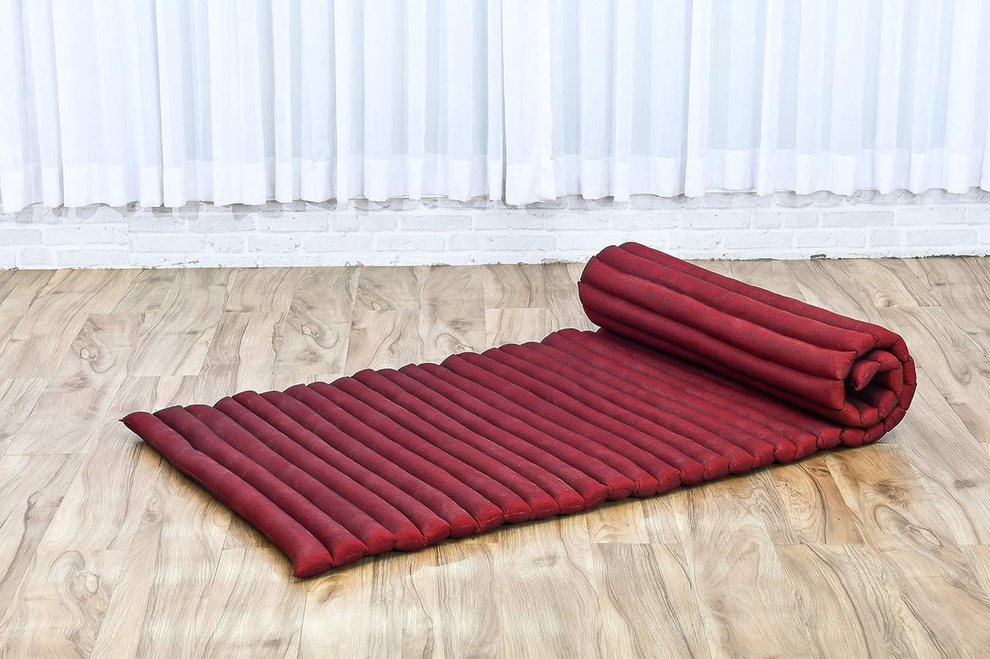 Leewadee - Kapok Roll Mat – Handcrafted Folding Sleep & Relaxation Mattress from Thailand, Ideal as Guest Bed, Camping Mat, Yoga Mat or Traditional Futon, 75 x 39 inches, Anthracite