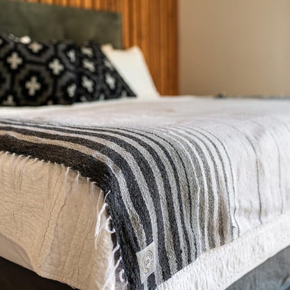 Mexican Blanket by Laguna Beach Textile Co - Beach, Yoga, Camping, or Decorative Throw Blanket - Traditional Handmade Serape (Ivory)