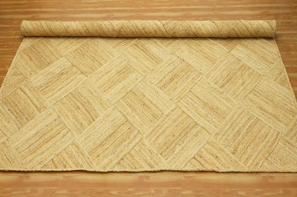 Hand Braided Jute 4 Ft Square Kilim Rug Flatweave Pink Geometric Pattern Jute Sisal Rug, Thick 0.27 Inch Indoor Outdoor Carpet for Kitchen, Bedside, Yoga Mat - Colors A