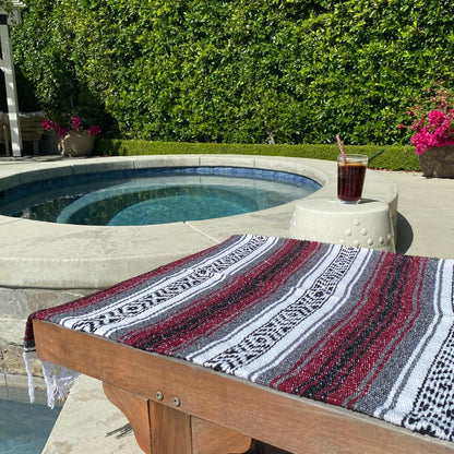 Del Mex Classic Mexican Blanket, Large Authentic Woven Falsa Throw (70"x50"), Artisan Southwest Décor for Beach, Yoga, Outdoors (Lavender)
