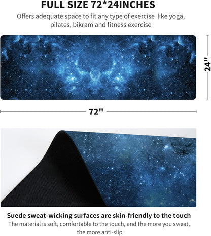 nuveti Printed Travel Yoga Mat-1/16 Inch Thick Non Slip Fitness Workout Mat with Carrying Bag, Foldable Lightweight Suede & Natural Rubber Yoga Mat for Yoga Pilates and Fitness 72" L x 24" W x 1.5mm