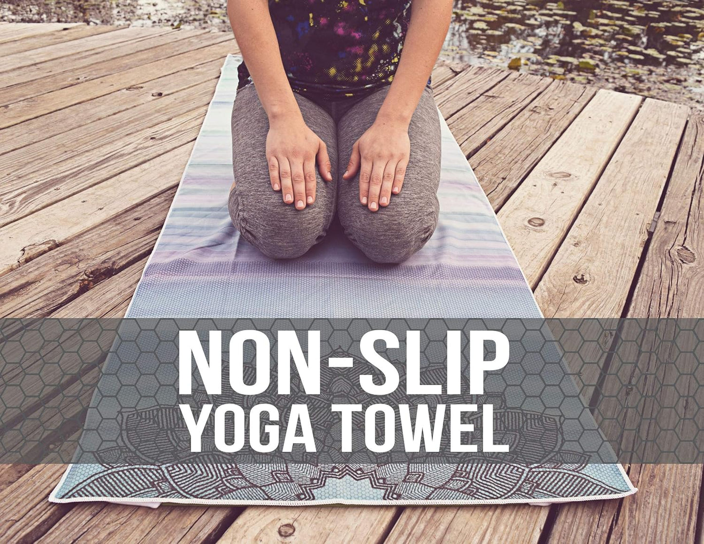 Hot Yoga Towel,Non-Slip Yoga Mat Cover,Eco-Friendly,Exclusive Pockets Cover Each Corner of The mat,Microfiber Yoga Towel,Ideal for Bikram, Hot Yoga, Pilates,or Sweaty Practice (Cosmic)