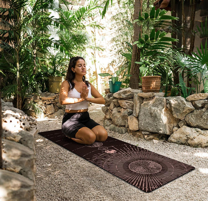 nuveti Printed Travel Yoga Mat-1/16 Inch Thick Non Slip Fitness Workout Mat with Carrying Bag, Foldable Lightweight Suede & Natural Rubber Yoga Mat for Yoga Pilates and Fitness 72" L x 24" W x 1.5mm