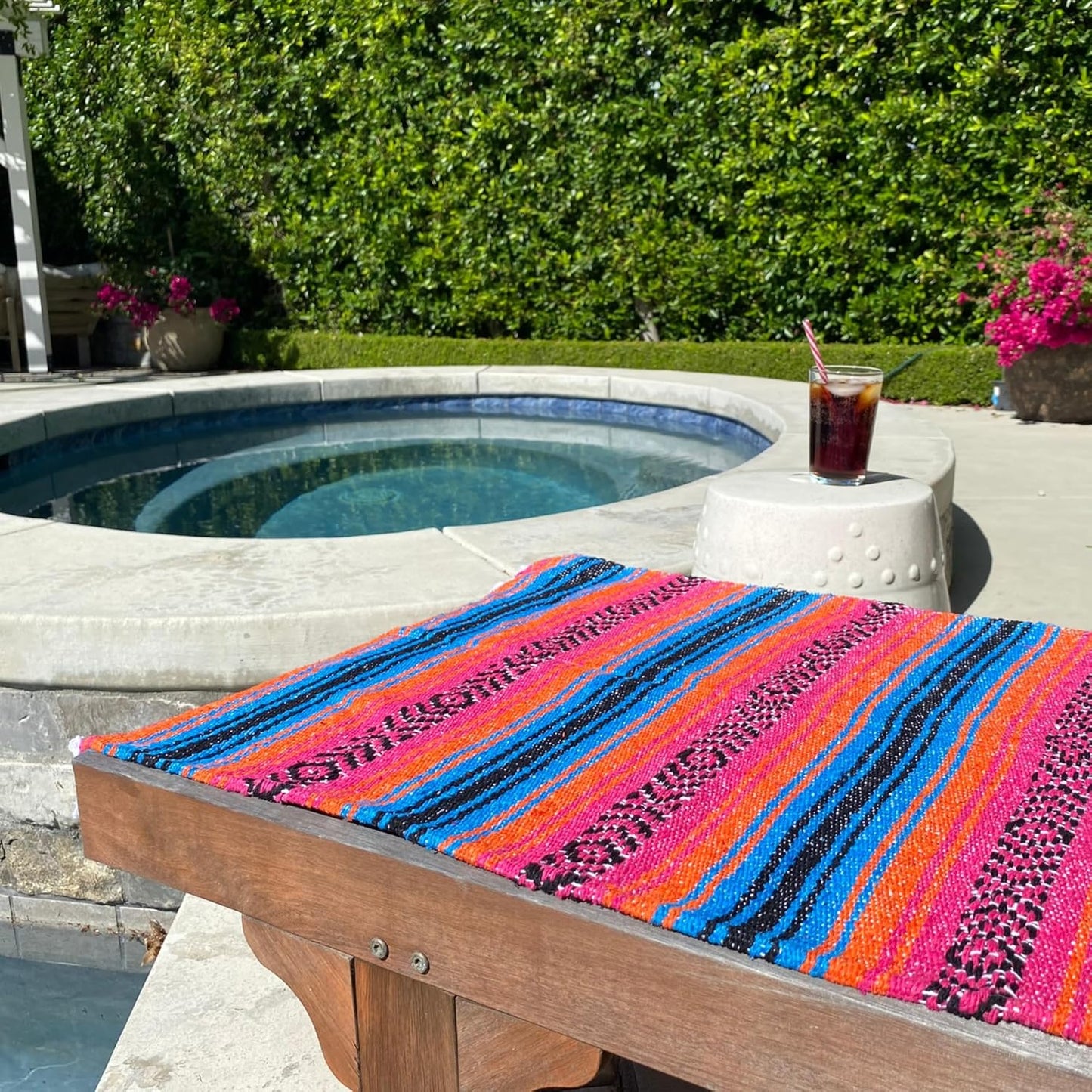 Del Mex Classic Mexican Blanket, Large Authentic Woven Falsa Throw (70"x50"), Artisan Southwest Décor for Beach, Yoga, Outdoors (Lavender)