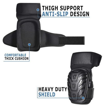 CE' CERDR Professional Knee Pads for Work - Heavy Duty Foam Padding Kneepads for Construction, Gardening, Flooring with Comfortable Gel Cushion to Save Your Knees (Knee High)