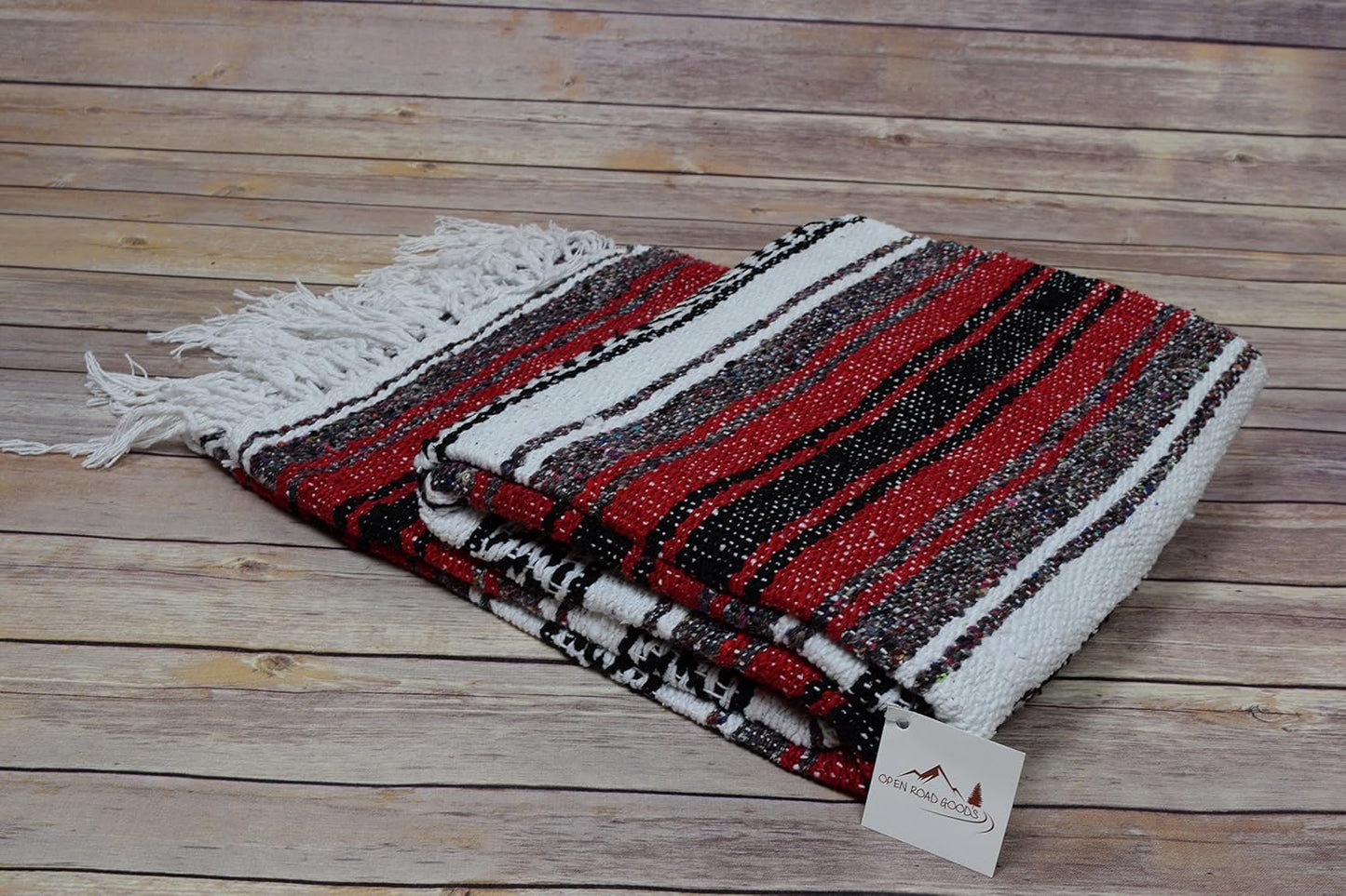 Open Road Goods Blue Mexican Blanket - Authentic Serape Falsa Blanket - Handmade