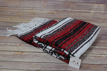Open Road Goods Blue Mexican Blanket - Authentic Serape Falsa Blanket - Handmade