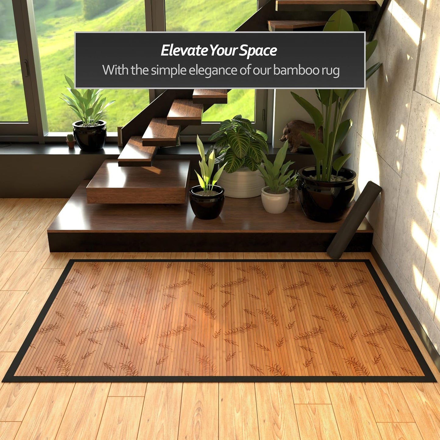 Red Lantern Bamboo Rug - Little Leaf - 4' x 6'