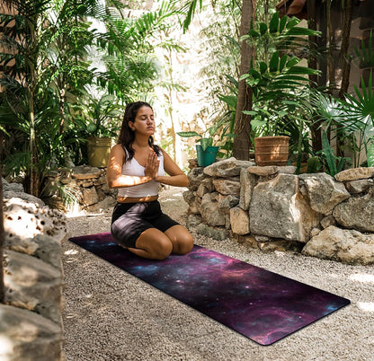 nuveti Printed Travel Yoga Mat-1/16 Inch Thick Non Slip Fitness Workout Mat with Carrying Bag, Foldable Lightweight Suede & Natural Rubber Yoga Mat for Yoga Pilates and Fitness 72" L x 24" W x 1.5mm