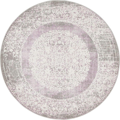 Unique Loom New Classical Collection Area Rug - Olwen (4'Round, Purple/ Gray)