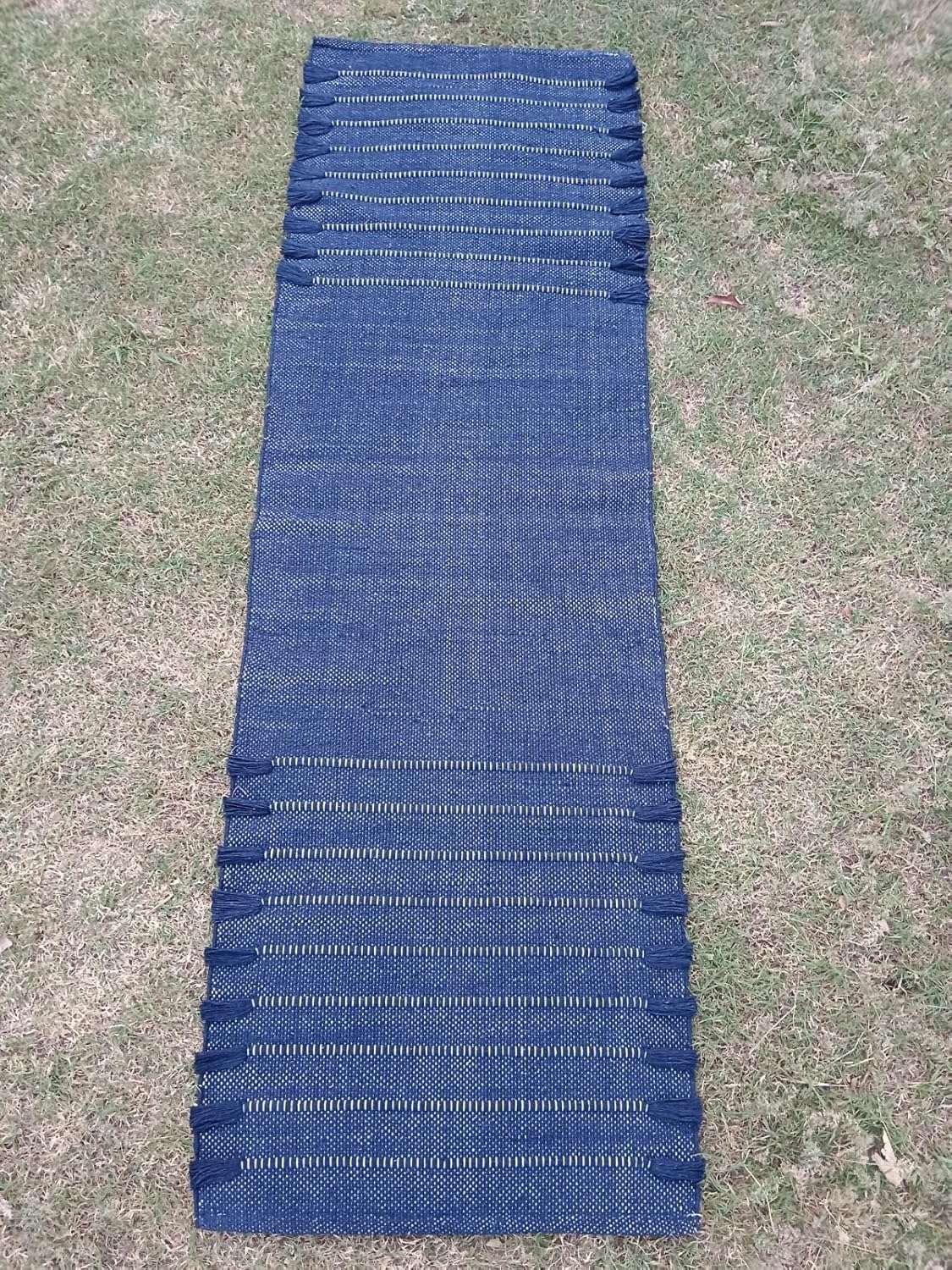 Jaipur art & Rugs Organic Cotton Yoga Mat - Eco-Friendly Hand-Woven Rug - Non Slip & Thick (24”x72”x5mm) for Everyday Fitness at Home - Comfortable Extra-Long