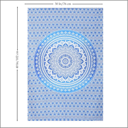 THE ART BOX Original Gold Tapestry Wall Hanging Mandala – Cotton Throw Tapestry – Boho Bedding White and Gold Medium Bedspread 54x60 Inches – Meditation & Yoga Rug Mat