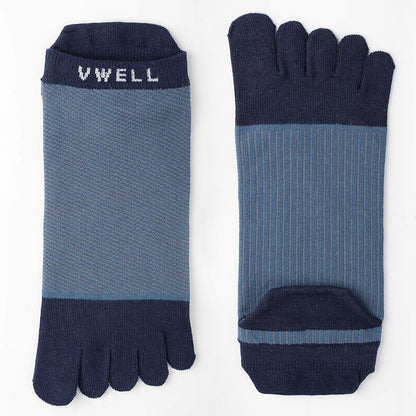 VWELL Cotton Toe Socks Five Finger Socks No Show Crew Athletic Running Socks 4 Pairs,Size 7-11