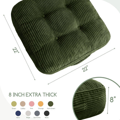 HIGOGOGO Floor Pillow Cushion for Adults, Meditation Cushion Pillow, Large Square Floor Sitting, Tufted Corduroy Cover, for Tatami Living Room or Yoga, 22x22 Inch, Dark Grey