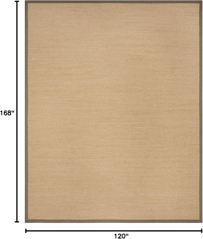 SAFAVIEH Area Rug 11x15 - Natural Fiber Collection - Large - Maize & Linen Color, Sisal, Woven Design with Border (NF141B) - Colors A
