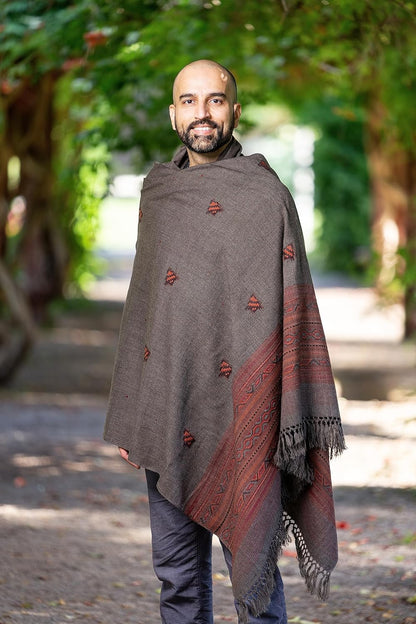 Exotic Vegan Meditation Shawl - Large Unisex Prayer Wrap, Oversize Scarf & Versatile Indian Style Blanket