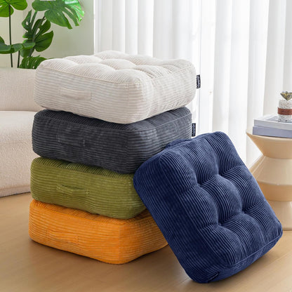 HIGOGOGO Floor Pillow Cushion for Adults, Meditation Cushion Pillow, Large Square Floor Sitting, Tufted Corduroy Cover, for Tatami Living Room or Yoga, 22x22 Inch, Dark Grey