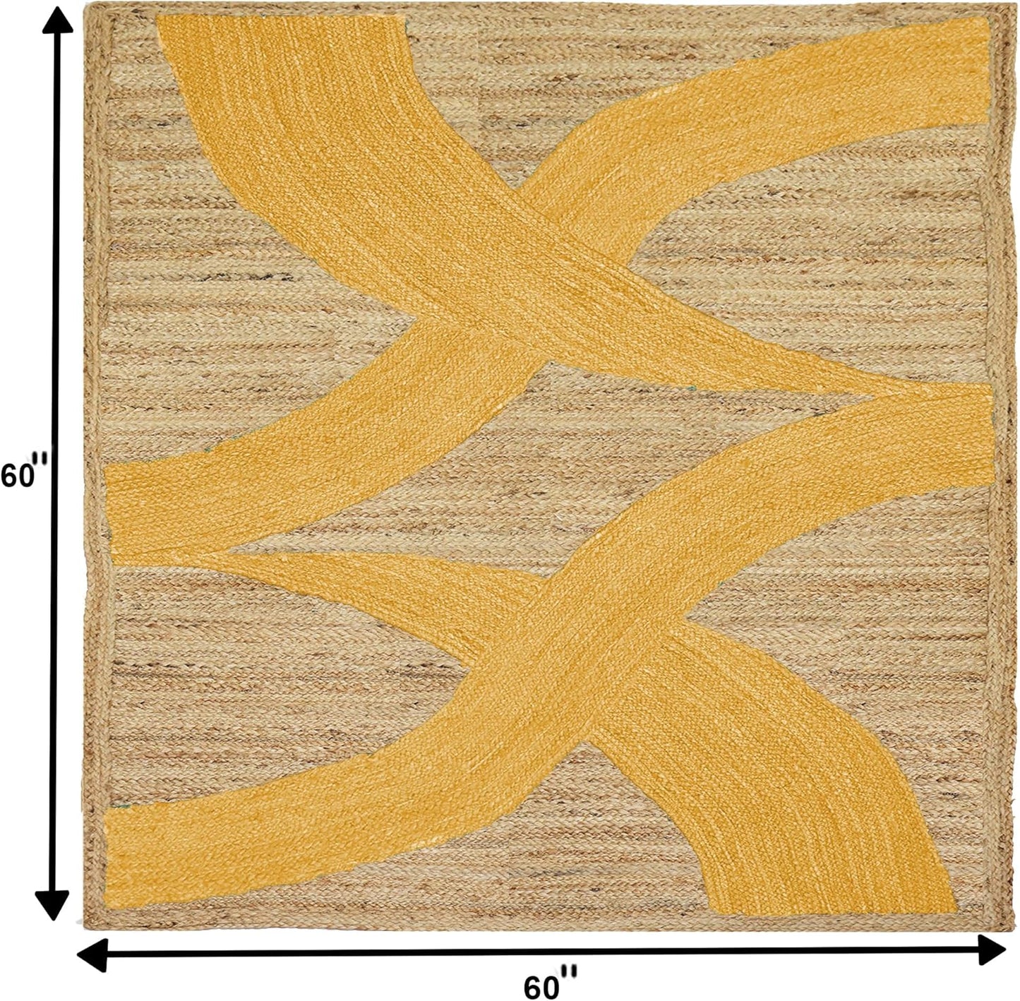 Premium Quality Jute Rug 4x6 Feet Area Rug Natural Fiber Jute Rugs Thick 0.27" Black Abstract Pattern Geometric Rugs for Kids Room, Living Room, Yoga Mat, Indoor Outdoor Carpet - Colors A