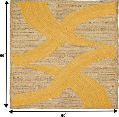Premium Quality Jute Rug 4x6 Feet Area Rug Natural Fiber Jute Rugs Thick 0.27" Black Abstract Pattern Geometric Rugs for Kids Room, Living Room, Yoga Mat, Indoor Outdoor Carpet - Colors B