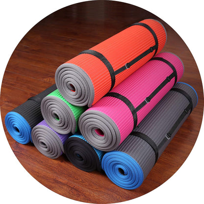 Fitvids All-Purpose 2/5-Inch (10mm) Extra Thick High Density Anti-Slip Exercise Pilates Yoga Mat with Carrying Strap, Multiple Colors