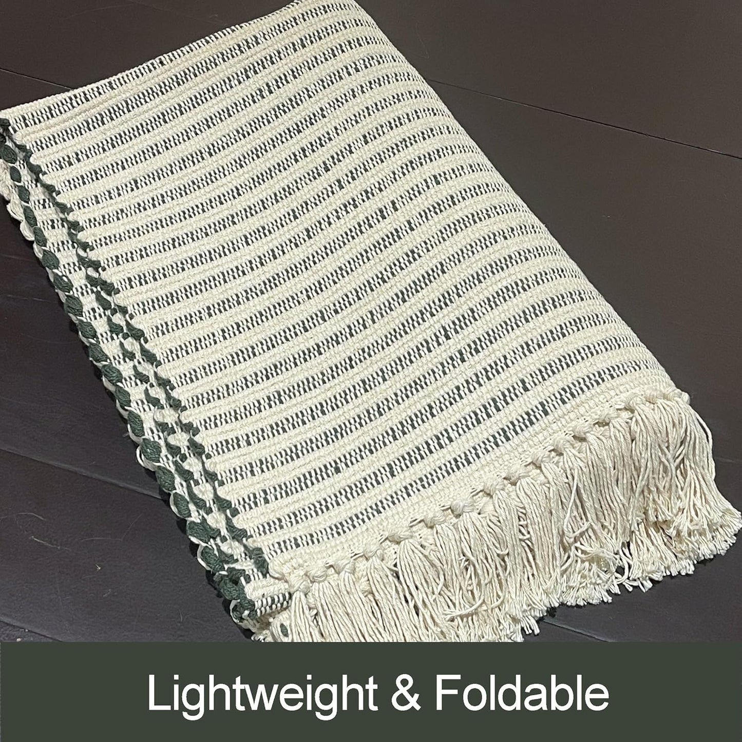 Chardin home Beige & Ivory Providence Runner 2.5x8 feet |Hand Woven Farmhouse Rug with Hand Knotted Fringes|Great in Kitchens entryways Hallways Bathrooms Meditation Yoga Mat|Reversible Cotton Rug