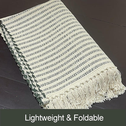 Chardin home Beige & Ivory Providence Runner 2.5x8 feet |Hand Woven Farmhouse Rug with Hand Knotted Fringes|Great in Kitchens entryways Hallways Bathrooms Meditation Yoga Mat|Reversible Cotton Rug
