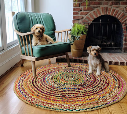 COTTON CRAFT Jute Rug - 2 Pack Braided 100% Jute Door Mat - Woven Neutral Reversible Small Rug - Entryway Kitchen Living Room Bedroom Bathroom Farmhouse Rustic Boho Throw Mat - 22 x 34 - Natural